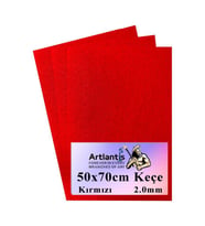 Kırmızı Keçe 50x70 cm 2.0 mm 3 Adet Renkli Hobi Keçesi Elişi Keçesi Anasınıfı Kreş Okul Öncesi 