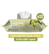 Baby Turco Zeytinyağlı Islak Havlu Mendil 90x12 1080 Yaprak