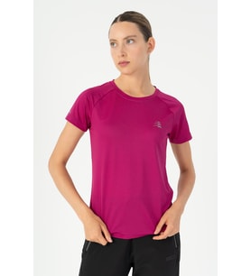 Maraton SlimFit Kadın Bisiklet Yaka Koyu Pembe- T-shirt