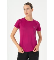 Maraton SlimFit Kadın Bisiklet Yaka Koyu Pembe- T-shirt