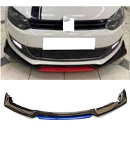 Vw Polo MK5 Mavi Renkli Şeritli Dilli Ön Lip 4 Prç Parlak Siyah ABS