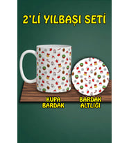 Yılbaşı Temalı Kupa ve Bardak Altlığı Seti