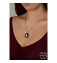 Swarovski Crystal Taşlı Top Zincir Damla Gümüş Kadın Kolye