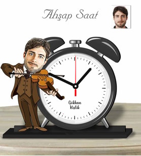 Kişiye Özel Ahşap Saat-Keman Çalan Adam-1