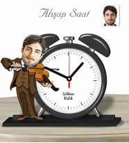 Kişiye Özel Ahşap Saat-Keman Çalan Adam-1
