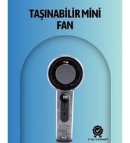Şeffaf Kasa El Fanı 5v 2a 100 Kademeli Hava Akışı Type-c Girişli