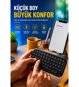 Taşınabilir Mini Bluetooth Klavye Şarjlı Kablosuz Klavye