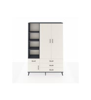 Arges Gardrop 5 Raflı 4 Çekmeceli Tek Askılı 132x30x195 Antrasit-Aytaşı