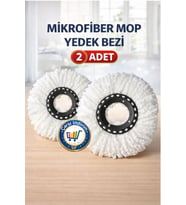 İki Adet Mikrofiber Döner Başlıklı Mop Yedeği, Temizlikte Pratik ve Etkili