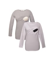 LuvmaBelly MYRB2704_2708 Emzirme tshirt seti (Beyaz-Gri)