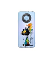 Huawei Nova Y90 ile Uyumlu Splash Kedi Tasarımlı Şeffaf Silikon Kılıf