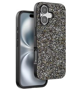 Onegif Apple iPhone 16 Plus Bright Simli Kapak - Gümüş