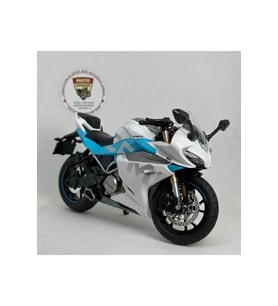 CFMOTO 250SR 1:12 Sesli Işıklı Diecast Motosiklet Modeli - Beyaz Mavi