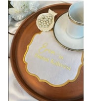 Isimli Özel Gold Baskılı Söz Ve Nişanlarınız Için Kumaş Damat Kahve Peçetesi