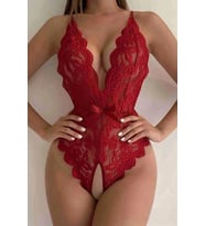 Arias Closet Kırmızı Özel Bölgesi Açık Fiyonklu Dantel Fantezi Body