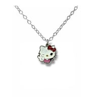 Hello Kitty Cool Emoji Figürlü Kolye – 60 cm Zincirli Trendy ve Sevimli Takı (Gümüş)