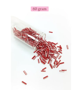 Uzun Boru Kesme Boncuk Çap 2mm Uzunluk 10 mm - 60 Gram - Kırmızı Beyaz - BNC278