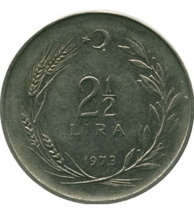 Madeni 2.5 Lira 1973 yılı Koleksiyon para