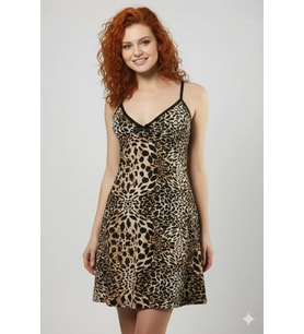 Mulvxbrf Brf02 Hmd Kadın Leopar Desenli Gece Elbisesi Kod 70013 (Mulvix)