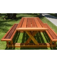 Modern AHŞAP Oturak 180cm Bahçe Piknik Masa (Kahverengi Açık)