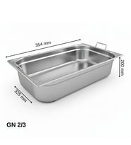ÜRET Saplı Gastronom Küvet GN 2/3 200 mm 18 lt