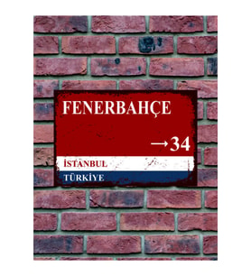 Fenerbahçe Sokak Yön Tabelası Retro Vintage Ahşap Poster