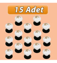 15 Adet Yasemin Kulp Beyaz Polimer Düğme Kulp Siyah Tablalı Mobilya Mutfak Dolabı Çekmece Kulbu Kulpları