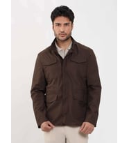 Dufy Kahverengi Erkek Regular Fit Düz Hakim Yaka Safari Mont - 104374