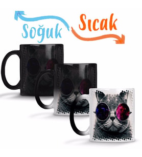 Cat Kedi Sihirli Kupa Bardak Porselen