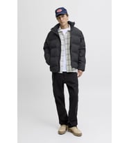 Jack & Jones JJESOHO Puffer Collar Erkek Şişme Mont – Yüksek Yaka, Fermuarlı, Su İtici Kışlık Ceket (Siyah)