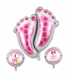 Baby Ayak İzi Pembe Folyo Balon Set