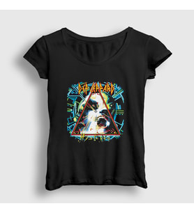 Presmono Kadın Siyah Hysteria Def Leppard T-Shirt 447658tt