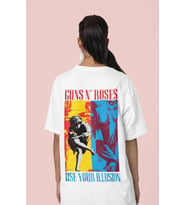 Guns N' Roses Use Your Illusion Yazılı Sırt Baskılı Unisex Oversize Rock Metal Müzik Grubu Tişört