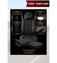 fiesta 2005 Koltuk ve Kılıf uyumlu Minder Yastık Siyah Lüks 2 Minder 2 Yastık