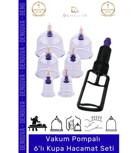 #HacamatSeti Profesyonel Vakumlu Pompalı Sağlık Detoks Dayanıklı Hijyenik Hacamax 6 Adet Kupa Seti