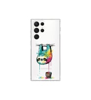 Samsung Galaxy S22 Ultra ile Uyumlu Splash Tembel Hayvan Tasarımlı Şeffaf Silikon Kılıf