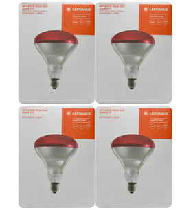 (4 Adet) Ledvance 250W Kızılötesi Hayvan Isıtma ve Fizik Tedavi Lambası (Kırmızı Işık) E27 Duy