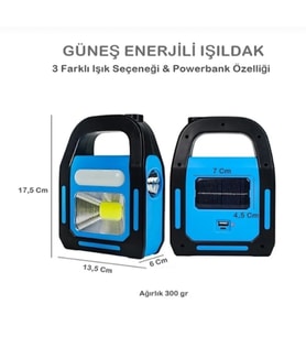 Güneş Enerjili Işıldak ve Powerbank Özellikli Kamp Lambası