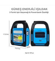 Güneş Enerjili Işıldak ve Powerbank Özellikli Kamp Lambası