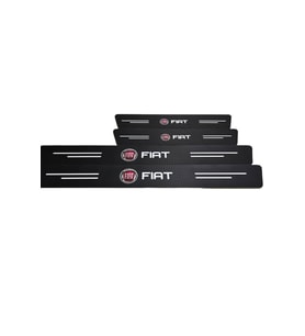 Fiat Logolu Karbon Kapı Eşiği Koruyucu Bant Folyo 4'lü Set