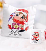 BK Gift Kişiye Özel Yılbaşı Mutlu Yıllar Tasarımlı Yastık Kupa Seti - 10