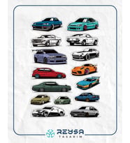 Arabalar Sticker Set 7 15 Parça Telefon, Tablet, Defter, Laptop Sticker