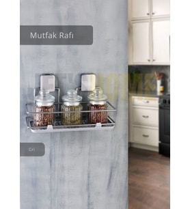 Mutfak Rafı Paslanmaz Banyo Rafı Yapışkanlı Baharatlık Tek Katlı Köşelik Şampuanlık Krom 12x31x13