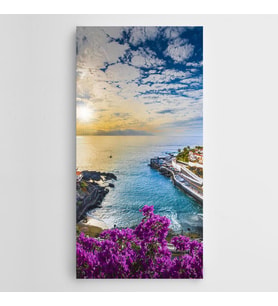 Çiçekler Üzerinde Manzara Panoramik Kanvas Tablo