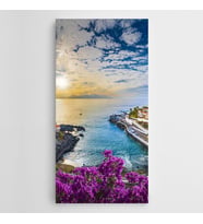 Çiçekler Üzerinde Manzara Panoramik Kanvas Tablo