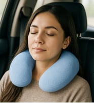 Peluş U Tipi Boyun Yastığı Yumuşak ve Ergonomik Seyahat Konforu (Mavi)
