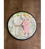 23X23 CM AT VE KIZ GÖRSELLİ YUVARLAK ARMA YAMA DİKİŞ HOBİ AKSESUARI APLİKE