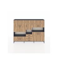Arges Dolap 13 Raflı 3 Çekmeceli 9 Kapaklı 220x30x163 Antrasit-Çam