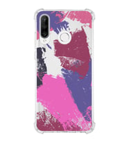 Huawei P30 Lite Uyumlu Köşe Korumalı Antişok Kapak Brushstroke Tasarımlı Şeffaf Silikon Kılıf