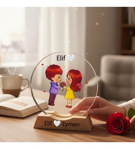 Kişiye Özel Romantik Çift Tasarımlı Dekoratif Gece Lambası, Sevgiliye Özel Hediye